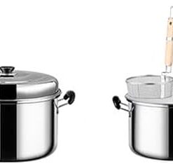 Genérico Olla para Pasta Comercial de 2 Orificios, Herramienta de cocción de Acero Inoxidable, conducción de Calor rápida y Uniforme para Fideos, pastas, albóndigas, sopas, C