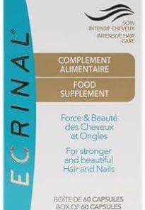 Ecrinal Complemento Alimentario para Cabello y Uñas 60 Cápsulas | Aminoácidos Esenciales, Extractos Botánicos, Vitaminas y Oligoelementos, 2 Meses de Cobertura, Alta Disponibilidad Celular