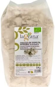 Harina de Espelta Integral, 1 kg, Orgánica, Molida en Grano Entero. Pack de 2