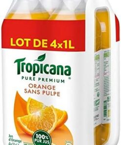Tropicana - Jugo de naranja sin pulpa - 4 botellas de 1 litro