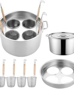 Olla para cocinar Pasta/Fideos Multifuncional de Acero Inoxidable con divisores y colador: Adecuada para cocinas domésticas y de restaurantes, cocinar Pasta, Fideos y más.