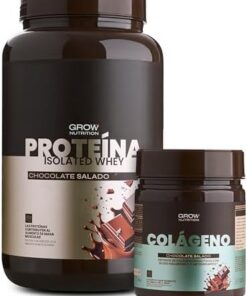 Grow Wellness Lote Proteína Aislada Chocolate Salado 1 kg + Colágeno Chocolate Salado 300 g | Whey Isolate CFM, VERISOL, Ácido Hialurónico y Biotina
