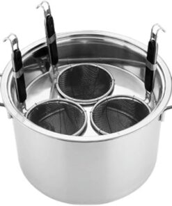 Genérico Juego de ollas para Pasta de Acero Inoxidable, Olla Multifuncional para Pasta con Cesta coladora, diseño de 3/4/5 Orificios para cocinar Pasta, Fideos, albóndigas y Sopa