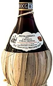 botella de paja Chianti Colli Senesi DOCG Pietraserena Vino Tinto Italiano (1 botella 2 litros)