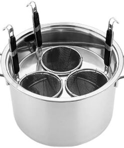 Genérico Juego de Olla para Pasta de Acero Inoxidable, Olla Multifuncional para Pasta con Cesta coladora, diseño de 3/4/5 Orificios para cocinar Pasta, Fideos, albóndigas, Sopa, 4 Orificios