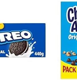 Oreo Galletas de Chocolate Rellenas de Crema Sabor Vainilla, La Galleta Original, Paquete de 440 g + Chips Ahoy Original Galletas con Pepitas de Chocolate, Pack Familiar 400g