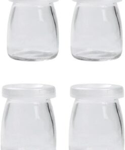 Cabilock 6 Piezas Vaso de Vidrio para Pudín 200ml con Tapa para Cocina | Plomo, Resistente a Altas Temperaturas, 200ml, para Yogur, Especias y Gelatina