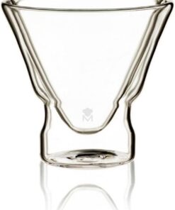 MasterPro Mixology | Juego de Vasos de Cristal Transparente para Cóctel | 230 ml | Sistema de Doble Pared Aislante Térmico | Aptos para Bebidas Calientes y Frías | Libres de Tóxicos