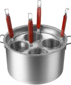 Genérico Juego de Insertos para cocinar Pasta de Acero Inoxidable, vaporizador para cocinar Pasta con cestas coladoras, Herramienta de Cocina multiollas para Fideos, pastas, albóndigas, 4 Orificios