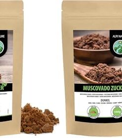 Alpi Nature Azúcar Mascabado Oscuro 1kg, Azúcar de Caña Cruda sin Refinar, Edulcorante Natural (Paquete de 2)