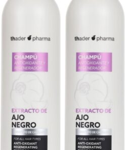 Thader Th Pharma Champú con Extracto de Ajo Negro con Polifenoles ideal para todo tipo de cabellos, 1000 ml (Paquete de 2)