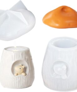 Molde para Tarros Casa de Champiñón Plantilla Para Recipiente De Pudín | Juego de Molde de Silicona para Pudín con Tapa de Diseño Ardilla para DIY Joyería Contenedor Fundición de