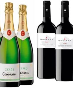 Codorníu Zero – Espumoso sin alcohol - Caja 6 botellas 75cl & Nuviana - Vino Tinto - Caja 6 botellas 75cl