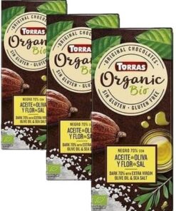 Torras Orgánico Chocolate 70% Cacao Aceite Oliva y Sal, 100g BIO (Paquete de 3)