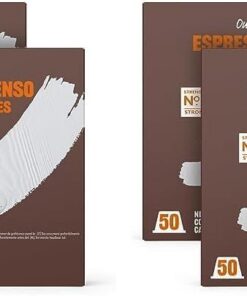 by Amazon Espresso Intenso Cápsulas de café compatibles con Nespresso, Tueste oscuro, 50 unidad, Paquete de 4 - Certificado Rainforest Alliance