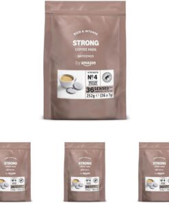 by Amazon Monodosis Intensas, Aptas para Cafeteras Senseo, 36 Unidades (1 Paquete de 144), Certificadas por Rainforest Alliance
