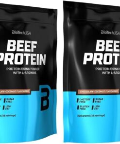 BioTechUSA Beef Protein, 87% Hydrolysed Protein Peptide Formula, Sin Lactosa ni Gluten, Bajo en Grasa, Sin Azúcar, Apto para la Dieta Paleo, 500 g, Chocolate-coco (Paquete de 2)