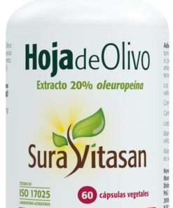 SURA VITASAN Hoja de Olivo 500 mg 60 Cápsulas – Soporte Cardiovascular y Control de la Presión Arterial – Refuerzo Inmunitario y Escudo Antioxidante – Extracto Estandarizado al 20% Oleuropeína