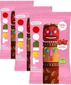 Smileat TRIBOO - Snack de Frutas Triboo de Fresa y Manzana, Ingredientes Naturales - 25g (Paquete de 3)