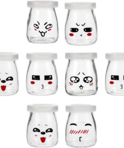 STOBAZA 8 Piezas Botellas de Vidrio para Pudín, Frascos de Yogur Tapa | Vidrio y Plástico, Borde Liso y Apertura Fácil, Portátiles para Guardar Yogur o Gelatina Color Aleatorio Estilo Aleatorio