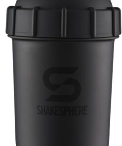 SHAKESPHERE Tumbler- Vaso Mezclador de proteínas y bidón– para Batidos, zumos, etc.- Se Puede Limpiar fácilmente- No Requiere el Uso de batidora o Bola mezcladora- Sin BPA- 700ml (Negro Mate)
