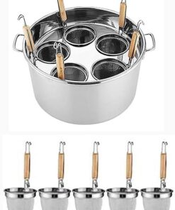 Genérico Juego de Olla para Pasta de Acero Inoxidable/Juego de Inserto para Olla para Pasta de Acero Inoxidable Comercial con Divisor y colador para Pasta, Fideos, Verduras, C, 5 Agujeros