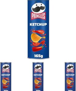 Pringles Ketchup | Aperitivo salado Sabor Ketchup | Tubo | 165g (Paquete de 4)