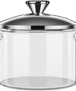 Olla de vidrio de borosilicato con tapa, resistente al calor, olla para sopa y ramen, asas integradas para pasta, fideos, sopa y leche, perfecta para uso en estufas