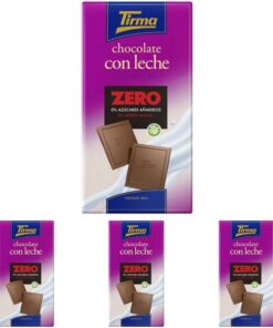 Tirma Chocolate con Leche Zero 125g | Sin Azúcares Añadidos, Sin Gluten y Apto para Diabéticos | Alternativa a Natruly, Torras, Ambrosía Tirma, Milka Favourites y Bombones Individuales (Paquete de 4)