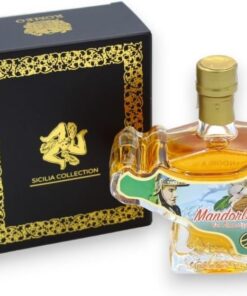 Botella de Licor de Vidrio con Forma de Sicilia - Colección Sicilia - con 8 Opciones de Sabor, 100 ml (1ud) - Almendra