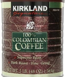 Signature 100% Colombian Coffee Supremo Bean Dark Roast Fine Grind, 3 Pound by Kirkland Signature