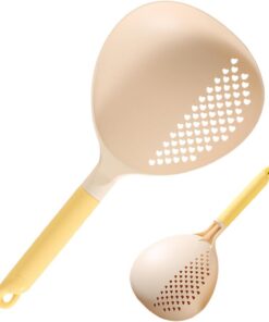 Cuchara Grande Para Cocina Grande con Agujeros Mango Silicona | Cuchara de Cocina Colador Alimenticio Para Hogar Restaurante Apartamento Servir Fideos Pasta Empanadillas Fruta Verdura