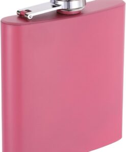 sourcing map Petaca para licor de 170 ml, acero inoxidable, a prueba de fugas, para camping, senderismo, actividades al aire libre, rosa