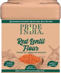 Pride of India - Harina de lentejas rojas de 1 libra (454 g) con un toque de dulzura, sabor terroso ligeramente a nuez recién molida en pequeños lotes | Se utiliza para cocinar, hornear revestimiento