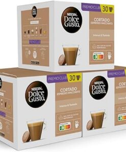 NESCAFÉ Dolce Gusto Cortado - Cápsulas de Café, 90 Cápsulas (3 x 30) - Notas a almendra tostada - Originales para cafeteras Dolce Gusto