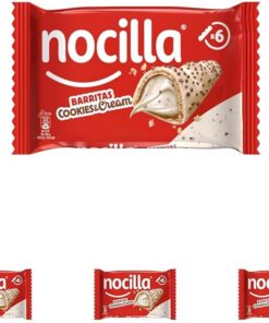 Nocilla, Barritas, Cookies&Cream, Con Crema de Leche y Avellanas y Trocitos de Galleta de Cacao, Sin Aceite de Palma - Pack de 6 Unidades- 129g (Paquete de 4)