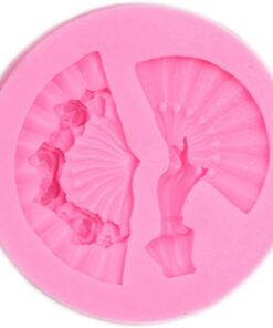 Molde Rosa para Fondant en Forma de Abanico de Silicona | Flexible y Reutilizable, Fácil de Limpiar, Apto para Pudín y Mazapán, Uso en Boda o Inauguración