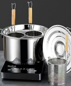 Genérico Juego de ollas para Pasta con 3, 4 y 5 Agujeros, Herramienta Comercial de Acero Inoxidable para cocinar Fideos con cestas para Fideos, pastas, albóndigas y Sopa (Color: 5 Agujeros, tamaño: B