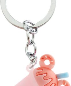 POYAMUSE Colorido llavero con dije de té Boba Donut - Bonito llavero accesorio para los amantes del té Boba