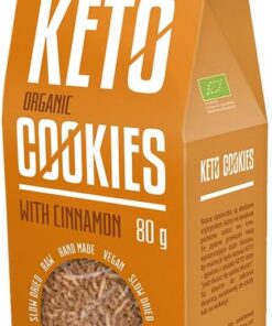 Diet-Food Bio Keto-Kekse mit Zimt - Zuckerfreie Süßigkeiten - Gesüßt mit Erythritol - Kalorienarme Snacks - Ideal für die Arbeit, das Fitnessstudio, die Schule oder als Zwischenmahlzeit - 80g