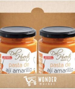 Wondermarket pastas de ají amarillo. Pack dos unidades de aji amarillo menos picante. Pastas peruanas. Pastas del huerto. Condimento peruano