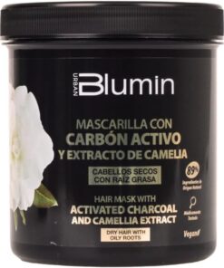 Blumin Mascarilla capilar con Carbón Activo y Extracto de Camelia ideal para cabellos secos con raíz grasa, 700 ml