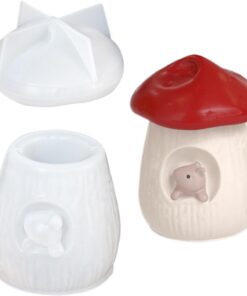 Moldes de Silicona para Tarros con Forma de Seta Molde para Pudin | Set de Moldes de Silicona para Tarros de Pudín con Tapa de Diseño Ardilla para Manualidades DIY Dulces y
