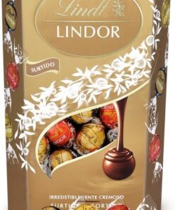 Lindt bombones LINDOR SURTIDO CORNET incluye bombones chocolate negro al 70% de cacao, chocolate con leche, chocolate negro, delicioso bombón con interior de chocolate cremoso, 337g