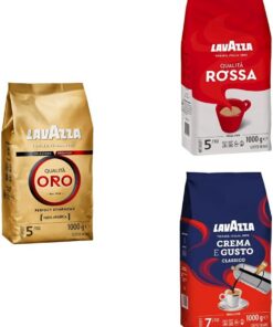 Lavazza, 3 Paquetes Surtidos de Cafè en Grano Natural, Qualità Oro, Qualità Rossa, Crema e Gusto Classico, Arábica y Robusta, Ideales para Máquina de Café Espresso o Superautomática