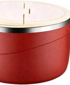 Tazón De Fideos Taza 1,2 L con Tapa y Asa | Tazones de Cocina con Revestimiento Interior de Acero Inoxidable Para Fideo, Pasta, Avena, Cocina, Dormitorio, Oficina Y