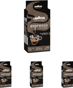 Lavazza, Espresso Italiano Classico, Café Molido Natural, para Cafetera Italiana, de Filtro y Francesa, con Notas Aromáticas de Caramelo y Chocolate, 100% Arábica, Intensidad 5, Tueste Medio, 250 g