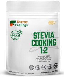Energy Feelings Stevia Cooking, Eritritol Con Stevia En Polvo, Edulcorante y Endulzante Natural, Sin Azúcar, Sin Gluten, Vegano, Edulcorante Para Cocinar, 1000g