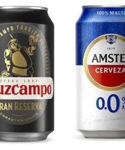 Cruzcampo Gran Reserva Cerveza Tostada Pack Lata, 24 x 33cl & Amstel 00 Cerveza Lager Sin Alcohol Pack Latas, 24 x 33cl