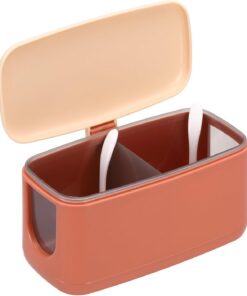 sourcing map Juego de 2 recipientes para sal y azúcar, 20 x 10 x 10 cm, tarro de condimentos con tapa, recipiente de plástico para especias y caja de condimentos para cocina, café, bar, sal y especias